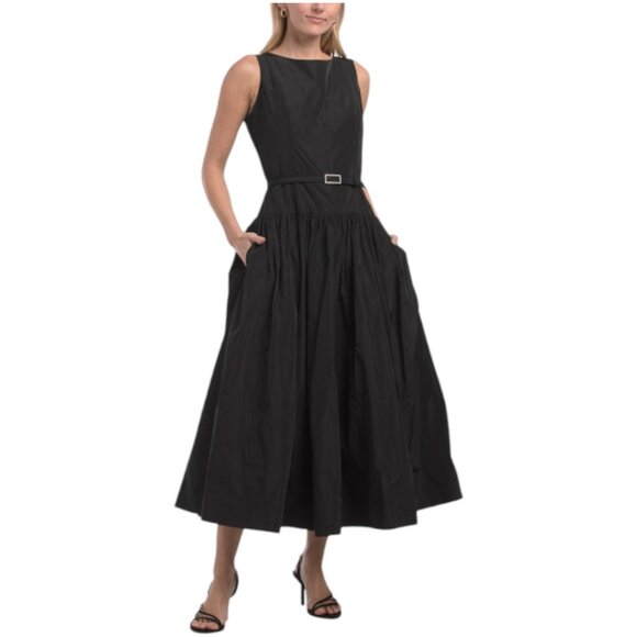 KARL LAGERFELD Taffeta Sleeveless Belted Midi Dress - Picture 1 of 3